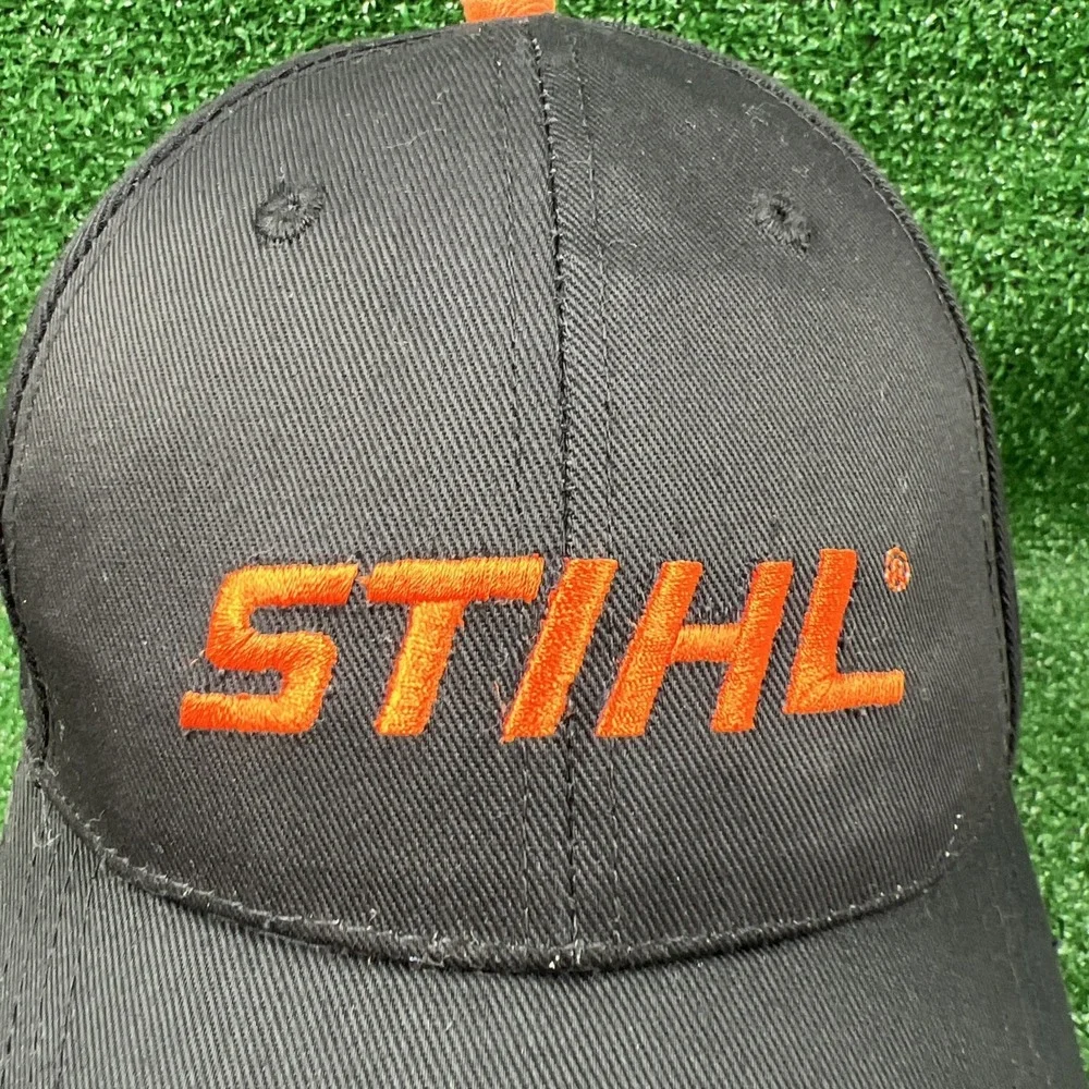 STIHL Black‎ & Orange Embroidered Logo Baseball Cap Hat Adjustable